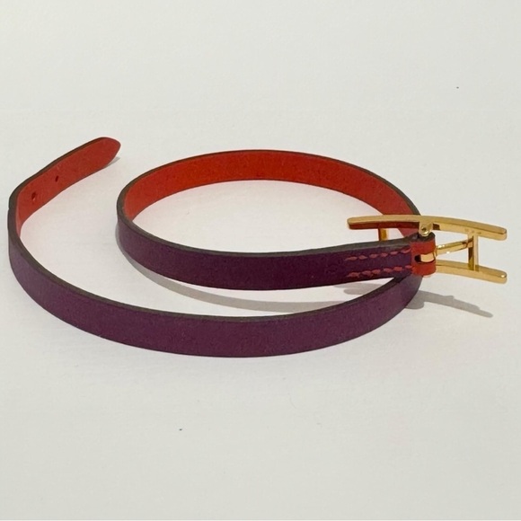 Hermes Behapi Double Tour Swift Leather Purple and Orange Hapi Closure Bracelet - Picture 11 of 13